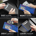 GSOIAX Novelty Slim Wallet for Men Leather Carbon Fiber RFID Blocking Minimalist Front Pocket Bifold mens Wallet with ID Window,12 Credit Card