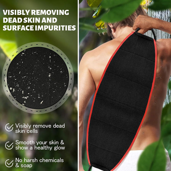 Evridwear Exfoliating Body Scrubber with Handles Back Washer Back Scrubber for Shower Bath Dry Skin Whole Body Deep Clean Men Women(Moderate) Red