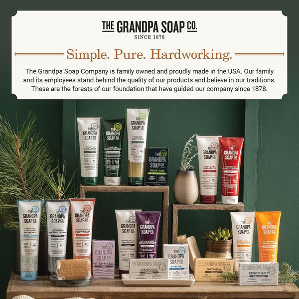 The Grandpa Soap Company Charcoal Bar Soap - With Activated Charcoal Hemp Seed and Mint Oil, Detoxifies, Draws Out Dirt and Toxins, Clear