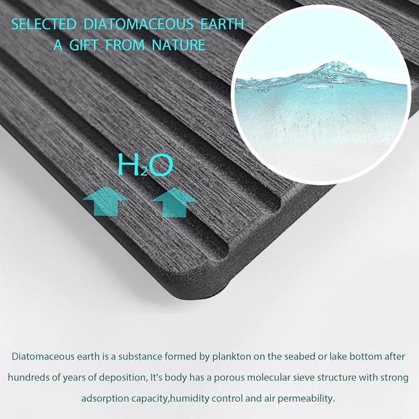 NiuYichee 2 PCS Water Absorbent diatomite Coasters, 7.1" x 3.5" Water Absorbing Stone Tray for Sink, Stone Drying mat for Kitchen Counter, Stone