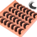 Short Lashes Natural Look False Eyelashes Thick Volume Faux Mink Lashes Pack Wispy Strip Fake Eyelashes Cat Eye Lashes That Look like Extensions