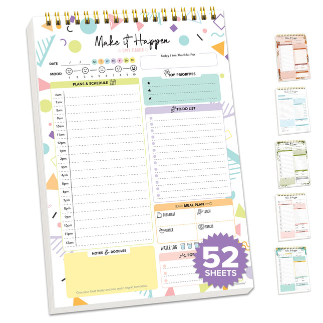 Decorably 52 Sheets Colorful Pastel Undated Daily Planner Pad, 6.5X10In Spring-B