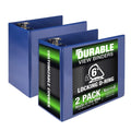 Samsill Durable 6 inch 3 Ring Binder, Locking D Ring 100% Recycled Chipboard, Blue, 2 Pack 2 Pack 6 Inch Blue