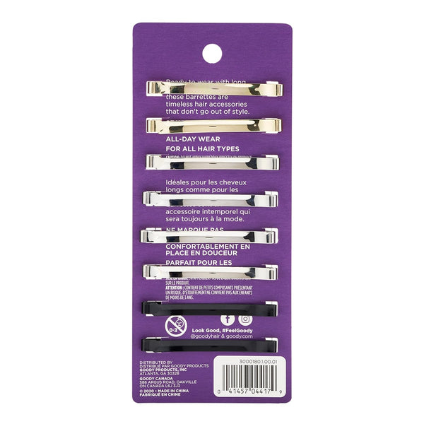 Goody Hair Barrettes, Patterned Assorted Colors, 8-Count (1941119) Neutral/Pattern 8 Count (Pack of 1)
