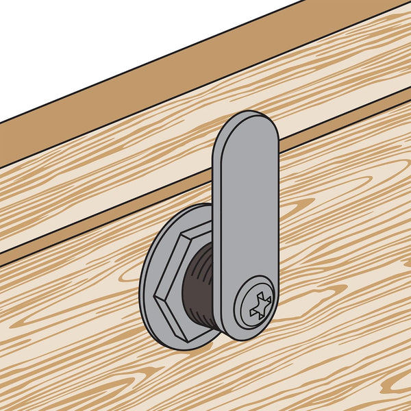 Prime-Line U 9943 Diecast Drawer & Cabinet Lock, 7/8 in., Stainless Steel | 3 Cams, Includes Trim Collar, 2 Washers, 2 Keys & Fasteners, For 9/16