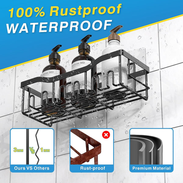 EUDELE Adhesive Shower Caddy, 5 Pack Rustproof Stainless Steel Bath Organizers With Large Capacity, No Drilling Shelves for Bathroom Storage &