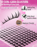 Fairy Lash Clusters Natural Look Manga Eyelash Clusters Wispy D-Curly Cluster Eyelash Extensions 110 Pcs 8-16MM Wispy Individual Lashes Wet-Look