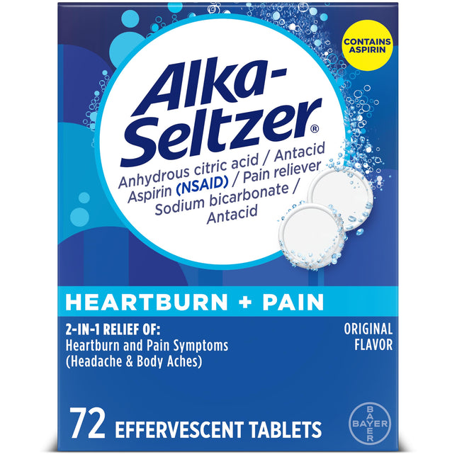 Alka-Seltzer Effervescent Tablets Original Flavor, Fast Multi-Symptom Relief from Headache and Body Ache, Dissolvable Ef