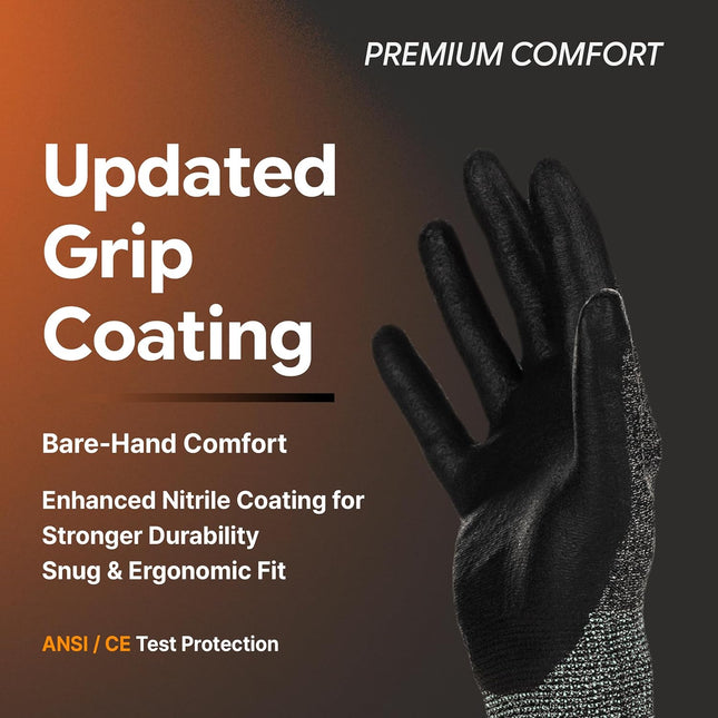 DEX FIT Nitrile Work Gloves FN330, 3 Pairs, 3D-Comfort Stretchy Fit, Firm Grip, 