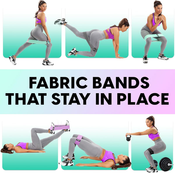 Fabric Resistance Bands for Women & Men – 4 Durable Exercise Bands for Working Out, Non-Slip & Non-Pinching Workout Bands – Multiple Resistance