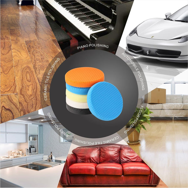 Buffing Polishing Pads, SPTA 5Pcs 7.5 Inch Face for 7 Inch 180mm Backing Plate Mix Cutting Force Buffing Pads Cutting Polishing Pad Kit for Car