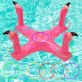 Inflatable Pool Ring Toss Games Toys, Floating Shark Flamingo Swimming Pool Ring with 6Pcs Rings, Swimming Pool Games for Kids Adults Summer Pool