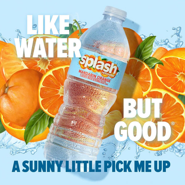 SPLASH REFRESHER Flavored Water Bottles, Mandarin Orange Flavor - 6-Pack, 16.9 Fl Oz - Refreshing Flavored Bottled Water with Electrolytes - Zero