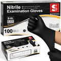 Schneider Black Nitrile Gloves, Gloves Disposable Latex Free, Powder Free Black Large 100