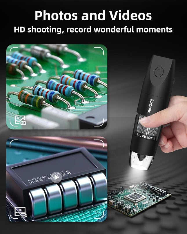 Digital Microscope Wireless Pocket Handheld USB Microscopes, 50X-1000X Zoom Fixed Focus HD Magnifier with Leds, Inspecti