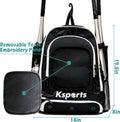 Ksports Baseball Backpack - Durable T-Ball & Softball Equipment Bag - Bat, Helmet, Glove, Gear Storage - Shoe Compartment & Fence Hook - Ideal for