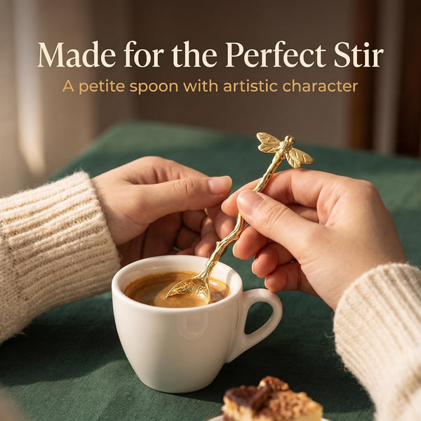 Retro Dragonfly Spoon Coffee,Teaspoon Stainless Steel Tableware Creative Sugar,Tea Spoon Stir Bar, Dessert, Cake, Long Handle Spoons Kitchen