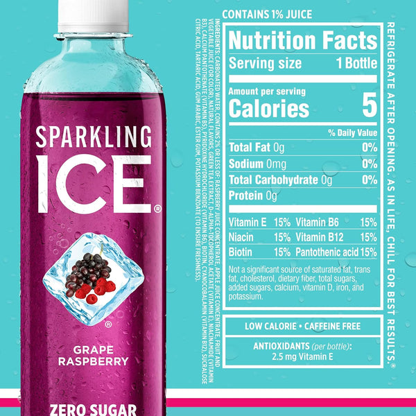 Sparkling Ice Blue Variety Pack, Zero Sugar Sparkling Water, with Vitamins and Antioxidants, 17 fl oz, 12 count (Classic Lemonade, Strawberry