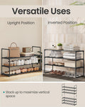 SONGMICS Shoe Rack, 3-Tier Shoe Organizer, Metal Storage Shelf, Upright or Upside Down, for 16-20 Pairs, Stackable, for Entryway, 11.8 x 36.2 x
