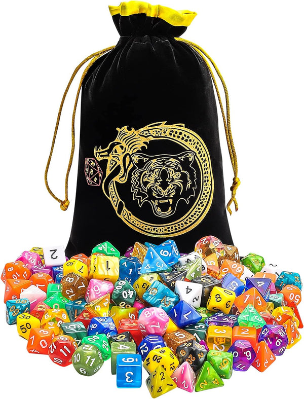 CiaraQ Polyhedral Dice Set - DND Role Playing Dice | Acrylic RPG Dice for Dungeons and Dragons MTG Table Games, Mixed colors, 140pcs Mixed Colors 140