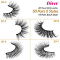 Eliace Eyelashes, (50 Pairs,5 Styles) Faux Mink Lashes Natural Look Wispy Fluffy Handmade Cat Eye False Lash Pack, False Eyelashes Set, Fake