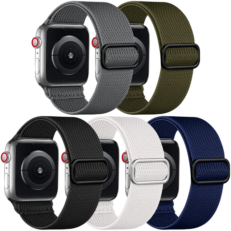 Adorve Stretchy Band Compatible with Apple Watch Bands Ultra 3/2/1 49mm 46mm 45mm 44mm 42mm 41mm 40mm 38mm Men Women, Soft Nylon Elastic Braided