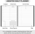 Daily Planner Undated - Spiral Appointment Planners, 208 Pages, 8.8" x 11", Daily Planner with Hourly Schedules, Appointment Book for Man/Women,