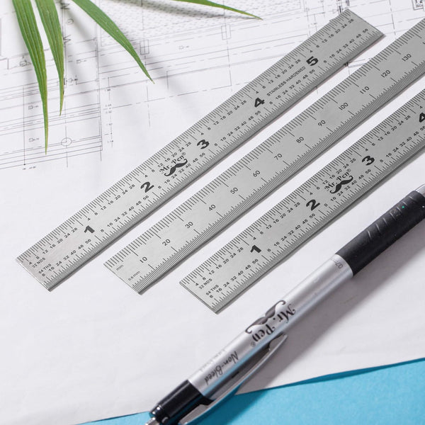 Mr. Pen- Machinist Ruler, 3 Pack, Metric, Precision, Stainless Steel, 6 Inch