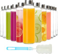 KEYWING 12Pack Glass Juice Bottles with Lids, 18Oz Clear Juicing Bottle with Reusable Glass, Leak Proof Water Bottles with Airtight Stainless