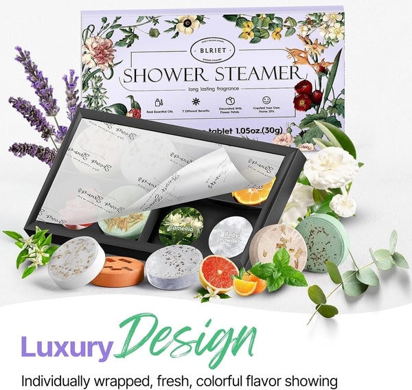 Shower Steamers Aromatherapy BLRIET 8 Pack Gifts for Women Mother Day Gift Mom Men, Birthday Gifts for Her Stress Relief Home Spa, Lavender