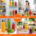 Glass Juice Bottles 4 Pack 16 Oz - Wide Mouth Glass Water Bottles with Lids - for Juicing, Protein, Smoothie, Milk, Reusable, BPA Free, Stainless