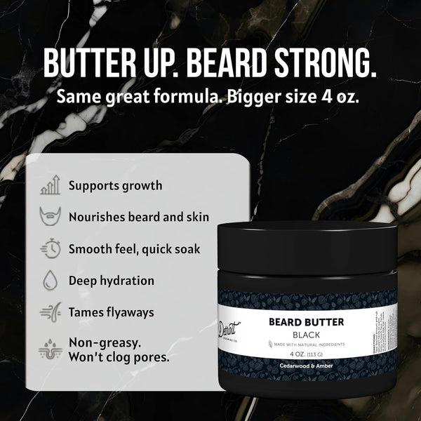 Detroit Grooming Co. Beard Butter for Men | Softens, Thickens & Hydrates with Safflower Oil & Shea Butter | Black Scent, 2oz