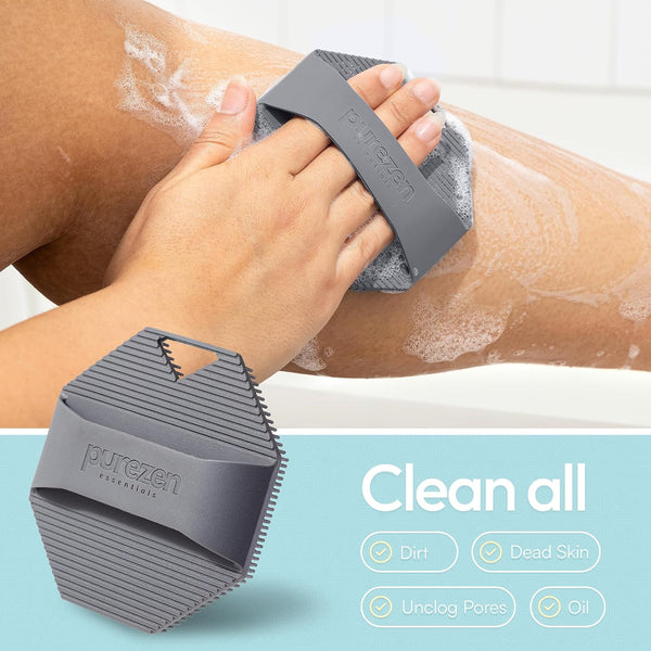 Silicone Body Scrubber, Exfoliating Body Scrubber for All Skin Types, Eco Friendly Massaging & Exfoliating Shower Scrubber with Soft Bristles,