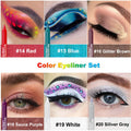 LemonSac 15PCS Colorful Eyeliner Pen Set, Eye Shadow Pencil, Pearl & Matte Metallic Glitter Eyeliner for Women, Eye & Lip Liner, Professional Eye
