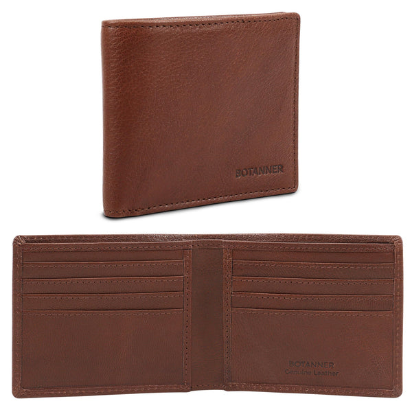Mens Slim Leather Bifold Wallet | RFID Blocking, 8 Credit Card Slots, 2 Sections for Bills & 2 Additional Slots Gift for Him (Choco)