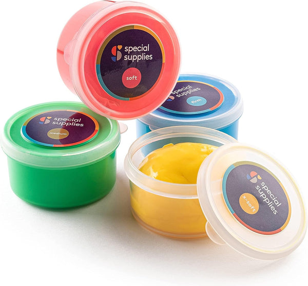 Special Supplies Therapy Putty for Teens and Adults - Resistive Hand Exercise Stress Relief Therapy Putty Kit, Set of 4 Strengths, Three Ounces of