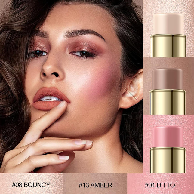 3 Pcs FAIR Contour Stick Set,Cream Blush & Highlighter Bronzer Pen,Long Lasting & Smooth Natural Face Contouring Illumin
