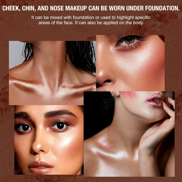 Highlighter Powder Palette, Makeup Palette Facial Bronzers Illuminator Palette Highlighter Baked Waterproof Long Lasting Brilliant Lighten Skin