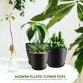 Plant Pots Indoor with Drainage, 5 Pack Multi-Size Planters Set, Black Pack of 5 Black