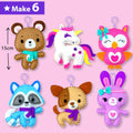 KRAFUN Unicorn Sewing Keyring Kit for Kids Age 7 8 9 10 11 12 Learn Art & Craft, Includes 6 Stuffed Animal Bear, Dog, Rabbit, Raccoon, Owl Dolls,