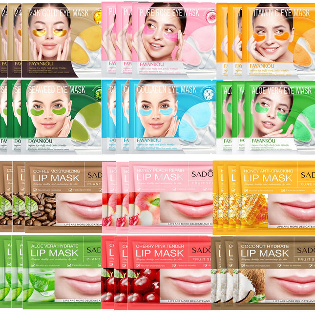 36 Pairs under Eye Patches & Lip Mask for Puffy Eyes and Dark Circles - Crystal Lip Care Gel Pads Mask Bulk Collagen Ski