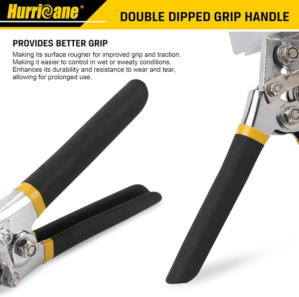 HURRICANE Sheet Metal Hand Seamer, 6 Inch Straight Jaw Sheet Bender Tools for Flattening Metal, Bending Pliers with Double Dipped Cushion Handle,