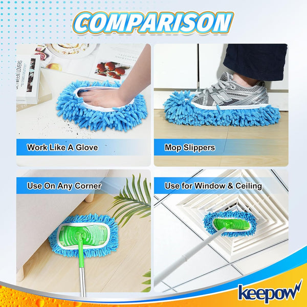 KEEPOW Reusable Mop Pads Compatible with Swiffer Sweeper Mop â Microfiber Wet & Dry Mopping Cloths for All Floors, Washable Compatible with