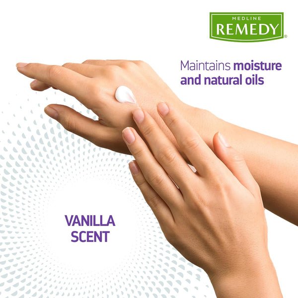 Medline Remedy Clinical Skin Cream, Vanilla Scent (16 fl oz), 2 Count, Moisturizing Face and Body Cream for All Ages, Paraben & Sulfate Free,