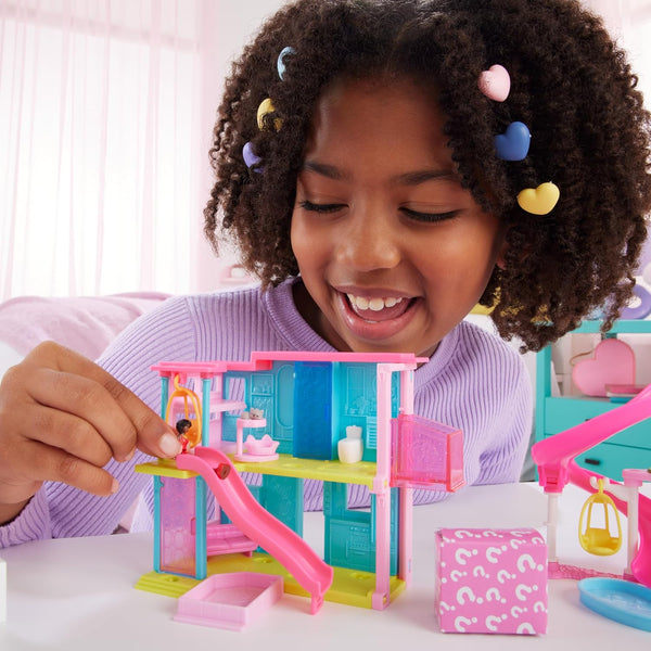 Barbie Mini BarbieLand Doll House Sets, Mini Dreamhouse with Surprise 1.5-inch Doll, Furniture & Accessories, Plus Elevator & Pool