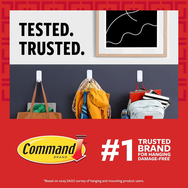Command Small Wire Toggle Hooks, 16 Hooks and 24 Strips, Damage-Free Hanging Wall Hook with Adhesive, No Tools Required,
