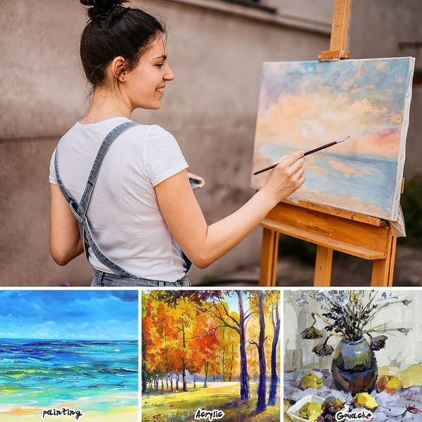 Canvases for Painting, 40x30, 30x20, 20x15, 8 Set Stretched White Canvas with Petal Paint Tray Palettes & Tape, Artist Canvases Frame Board