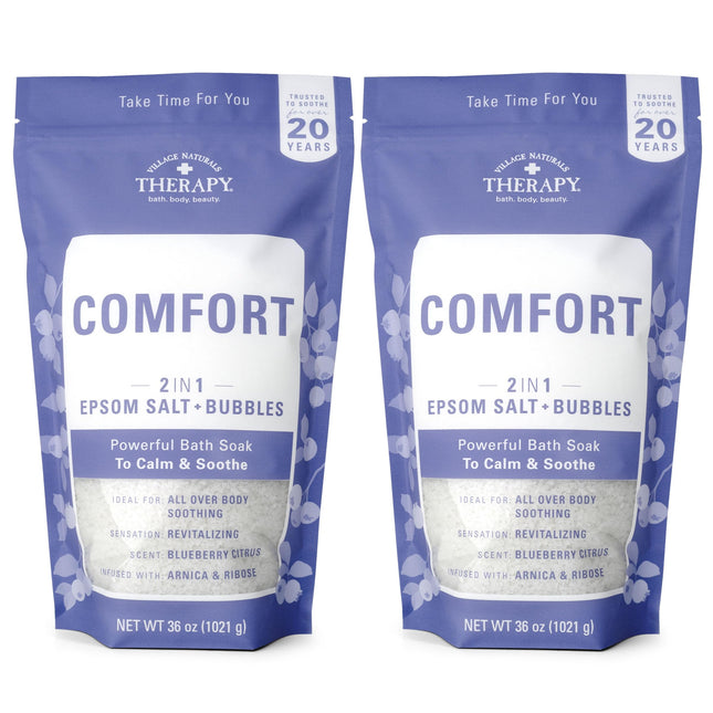 Village Naturals Therapy Comfort Foaming Bath Soak, Blueberry Citrus Scent, 36 O