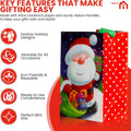 Iconikal 20-Pack Christmas Gift Bags, Small 4x6x2.5-Inch, Snowman Santa Reindeer, Ribbon Handles