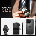 Slim Card Holder Wallet for Men, RFID Blocking Minimalist Mens Wallet, Metal Pop up Wallet with Cash Band (Black)